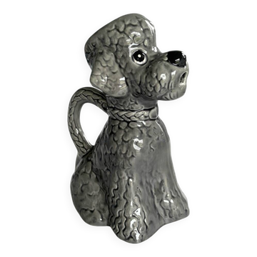 Vintage grey poodle-shaped pitcher – Zoomorphic ceramic carafe