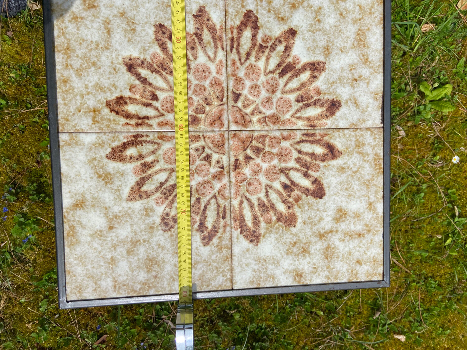 Coffee table mosaic wrought iron 60s