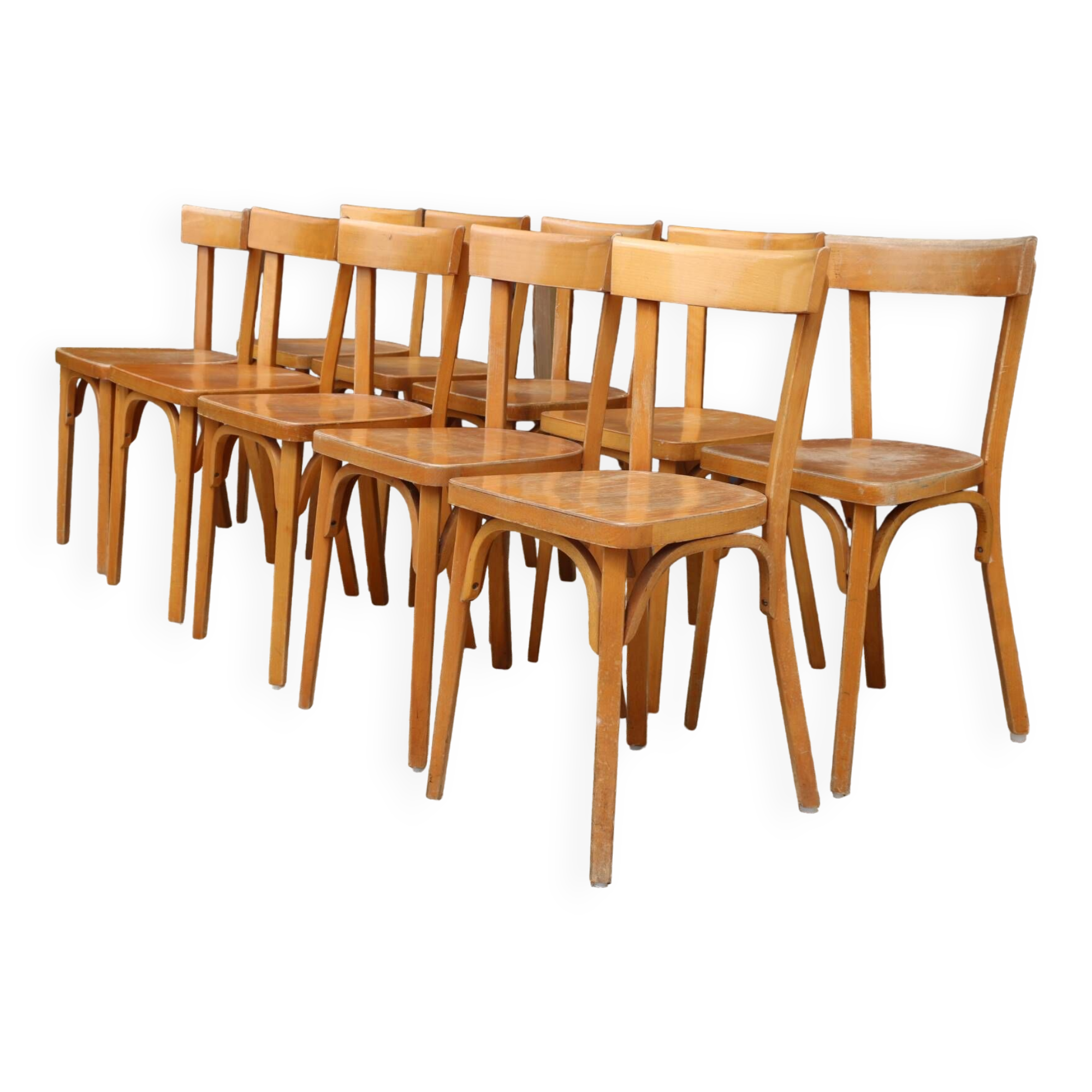 10 BAUMANN chairs N°18 light beech