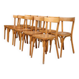 10 BAUMANN chairs N°18 light beech