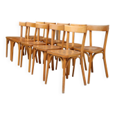 10 BAUMANN chairs N°18 light beech