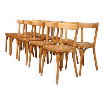10 BAUMANN chairs N°18 light beech
