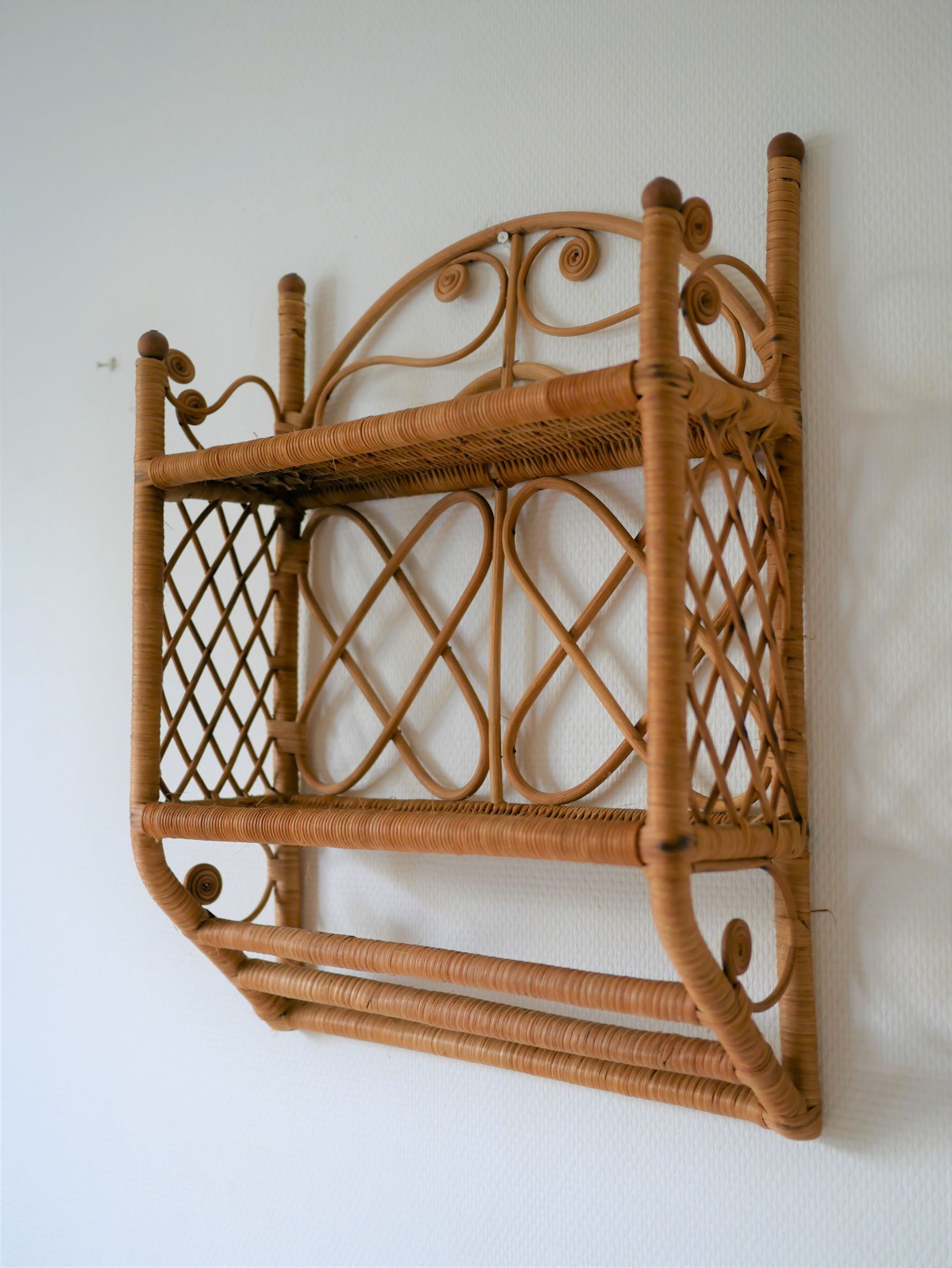 Rattan wall shelf
