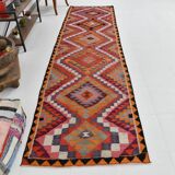 3x12 Pink Orange Vintage Kilim Runner Rug 105x377Cm SK 34621