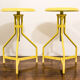Pair of yellow lacquered metal stools, Restaurati, Italy 70's