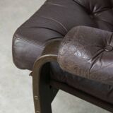 Fauteuil de salon luxueux en cuir, années 1970