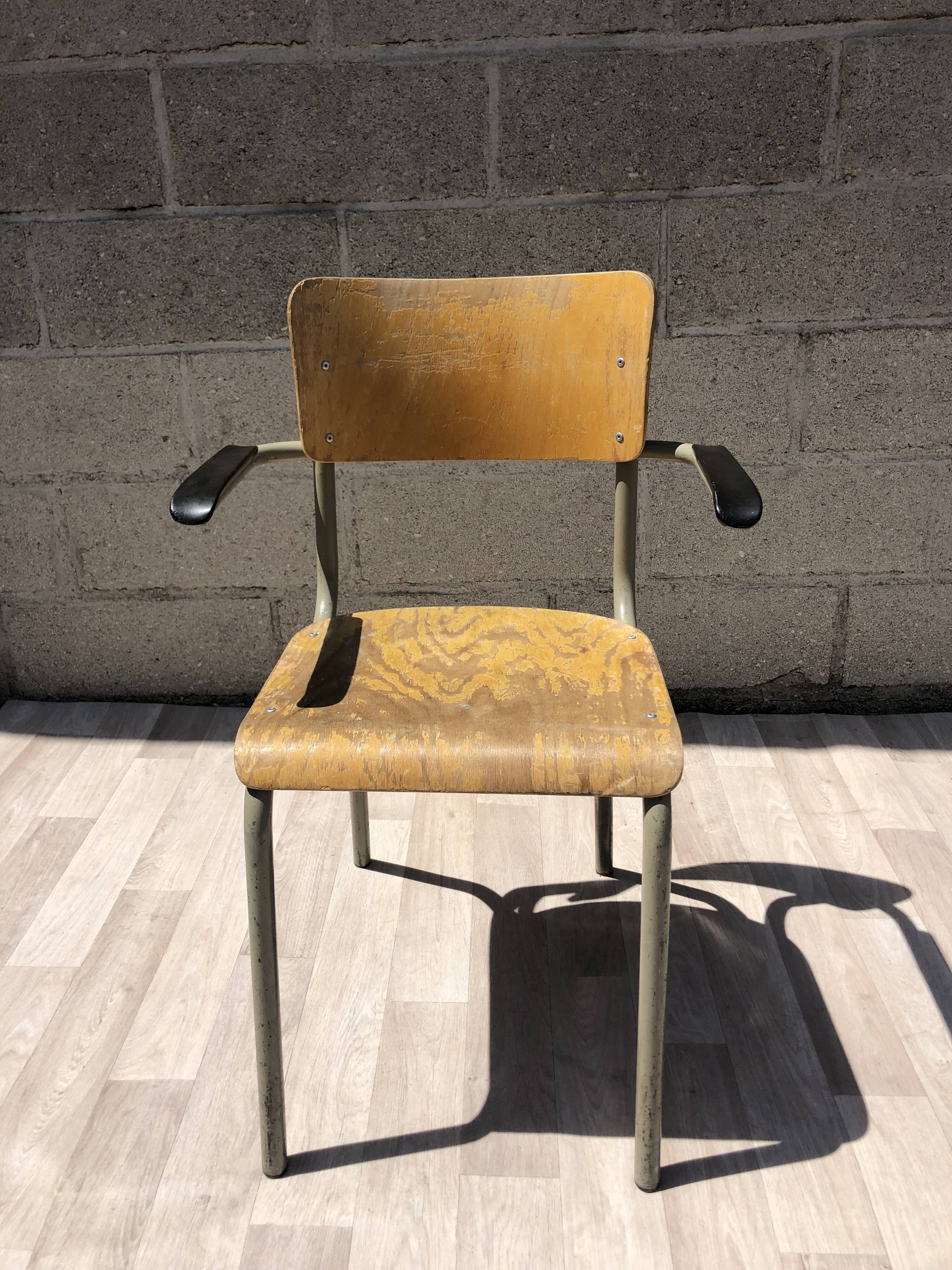 Vintage elbe industrial school office 1960 & tubax chair