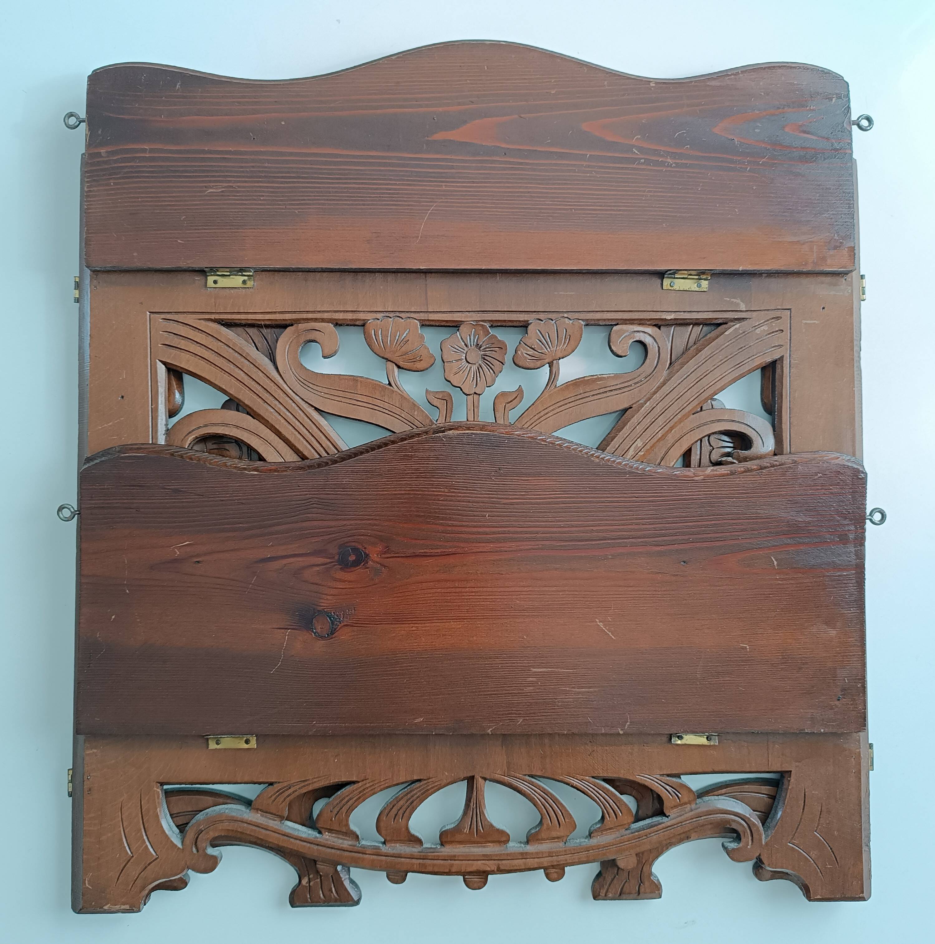 Art Nouveau openwork wooden shelf