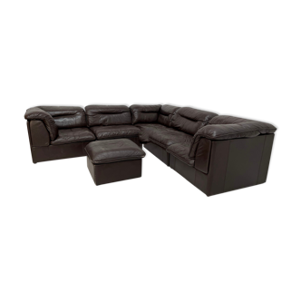 High quality dark brown leather sofa set