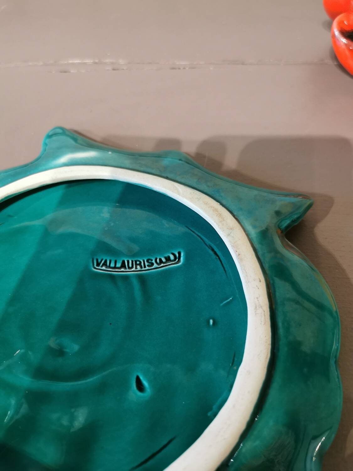 Vallauris vintage Barbotine condiment set