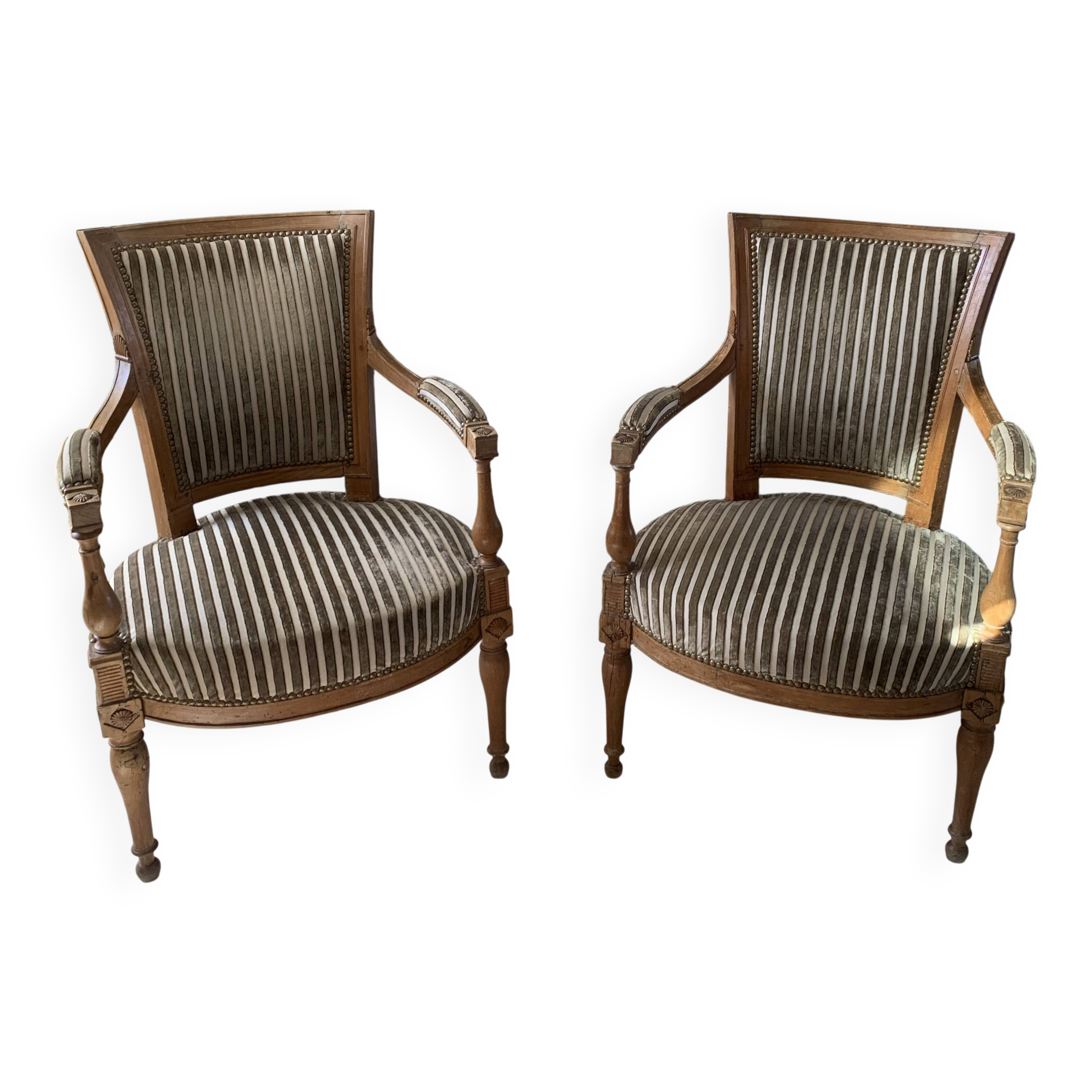 Pair of directoire style armchairs - nobilis fabric