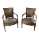 Pair of directoire style armchairs - nobilis fabric