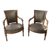 Pair of directoire style armchairs - nobilis fabric