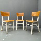 3 chaises en bois, Tchécoslovaquie années 1950
