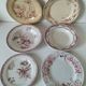 6 assiettes anciennes terre de fer rose dépareillées