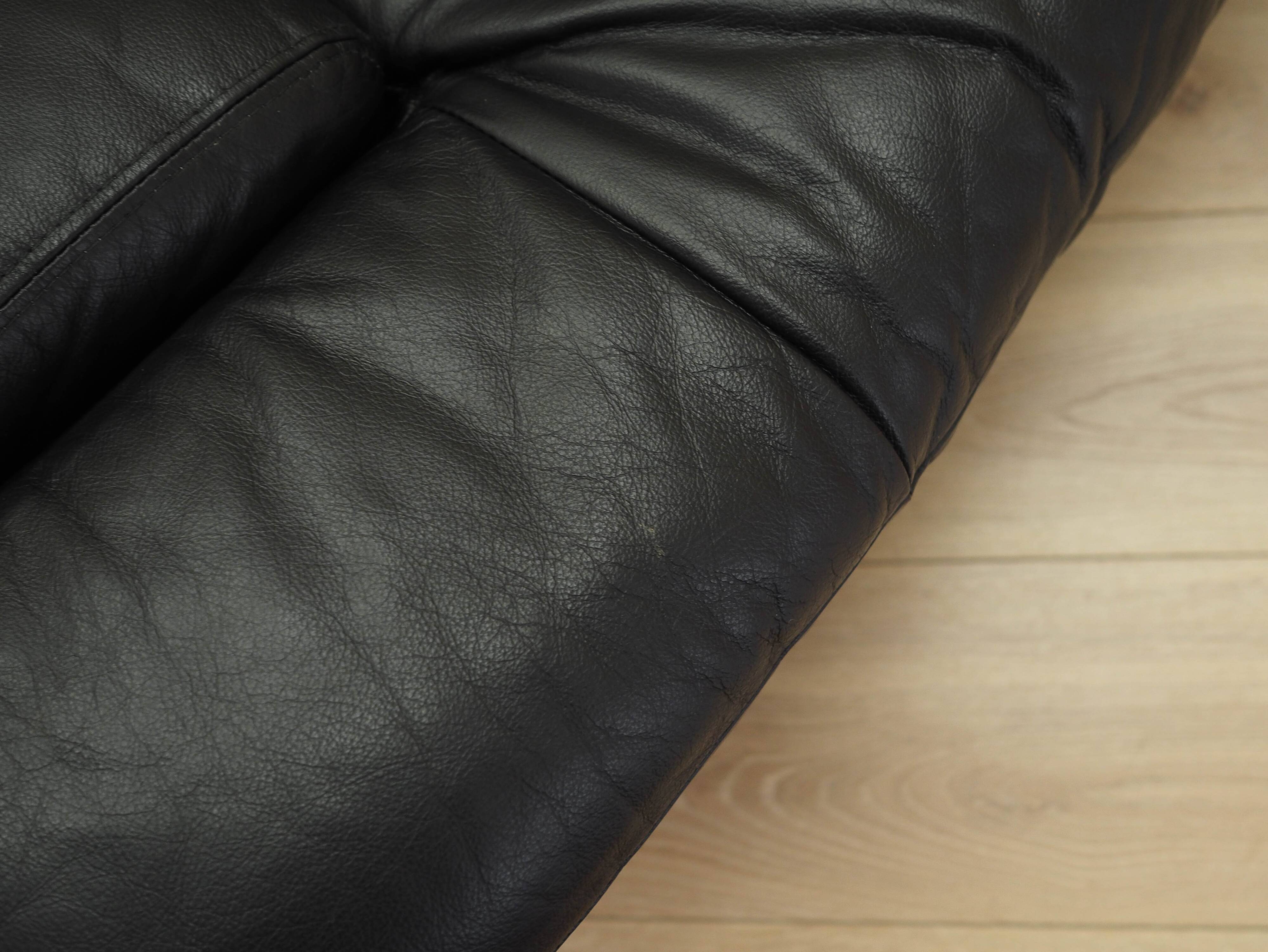 Black leather sofa, Italian design, 1960s, made in Italy