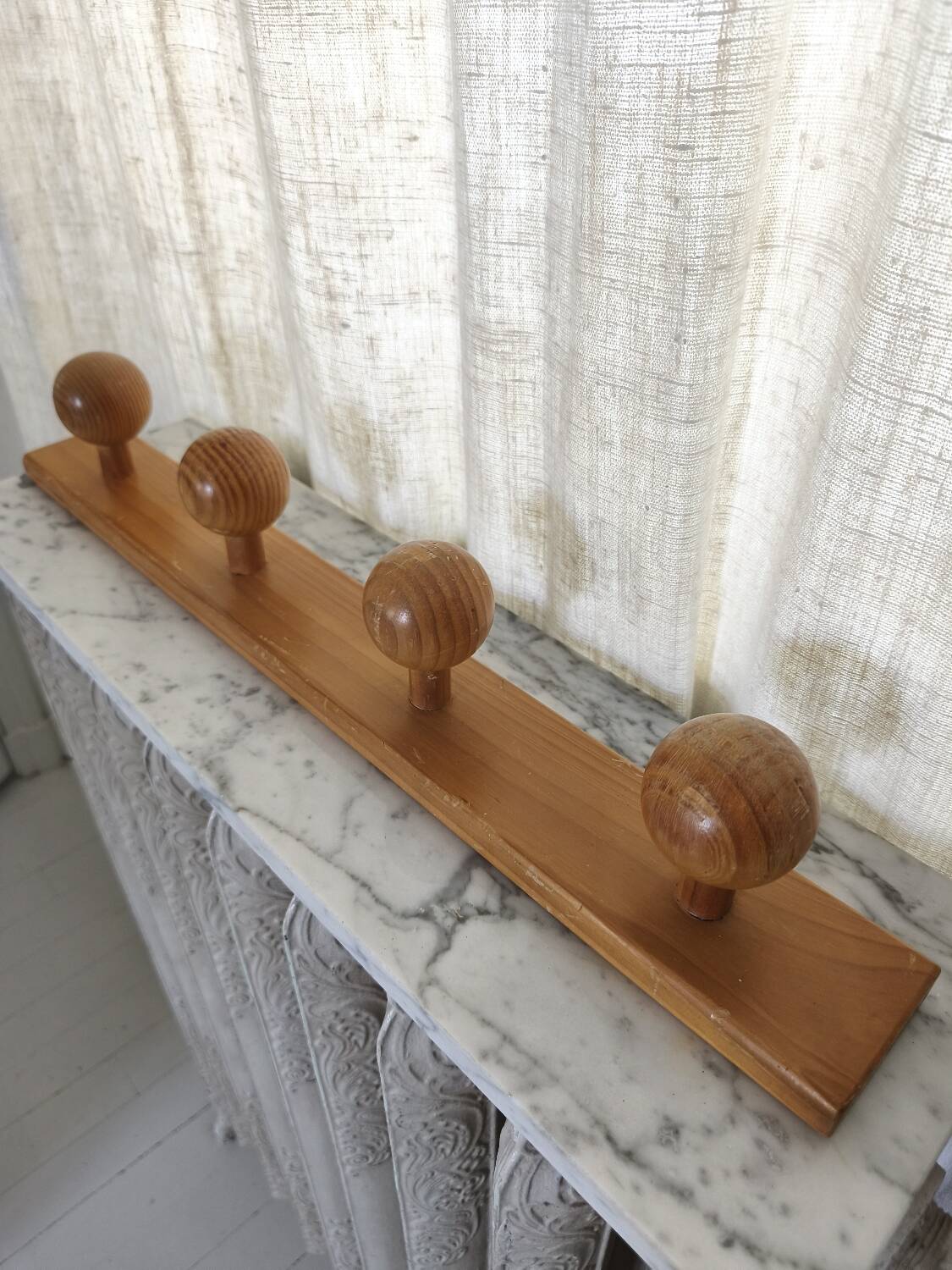 Wooden wall coat rack