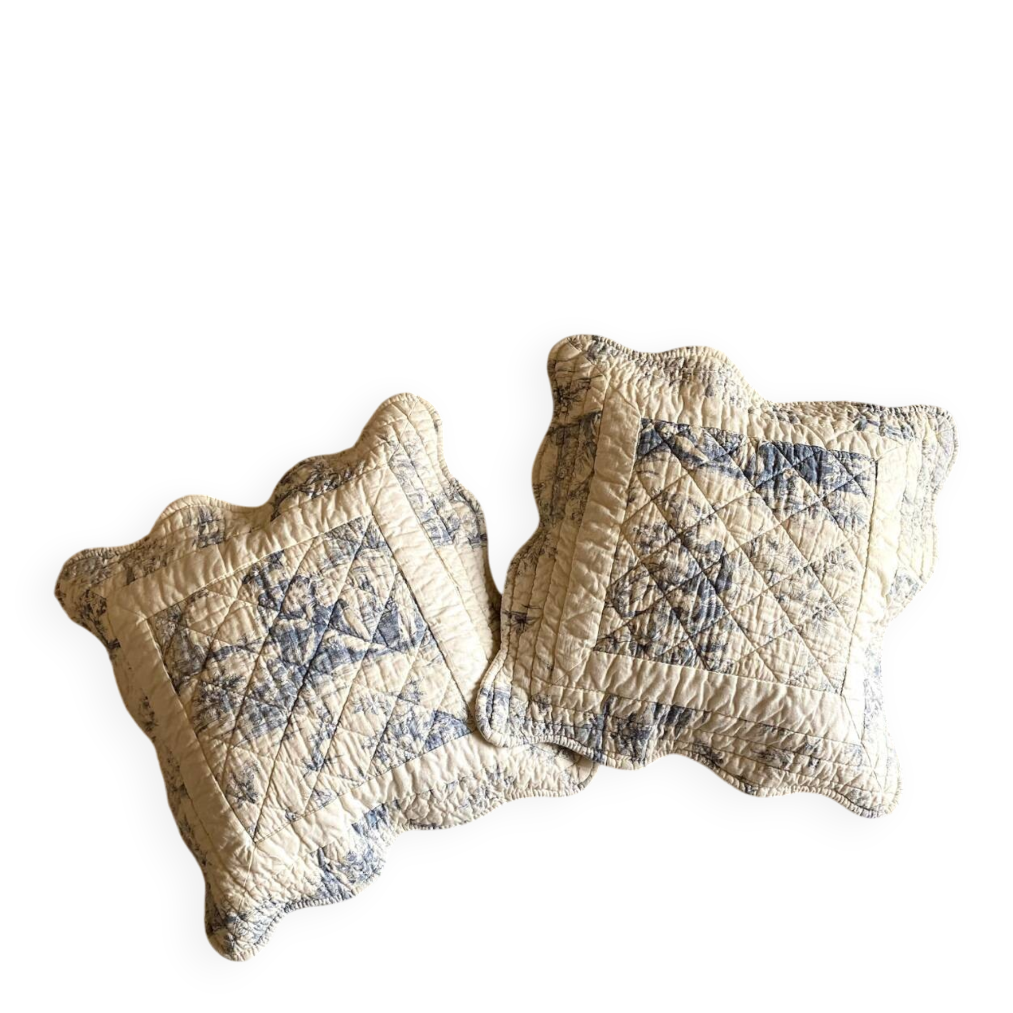 Paire de housses de coussin en coton en toile de Jouy