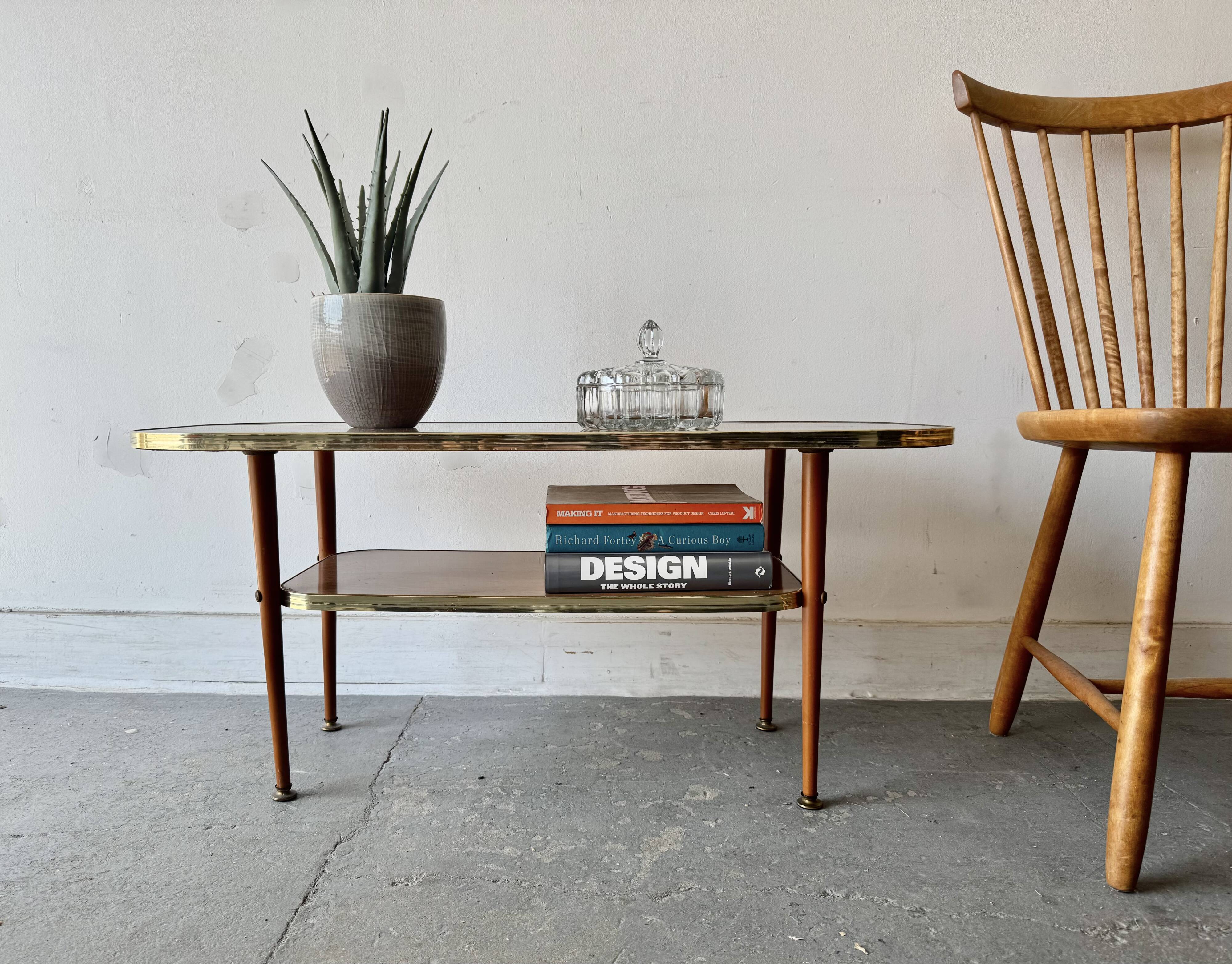 Mid-Century Formica Coffee Table with Lower Shelf