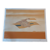 Lithographie Jean-Paul Griffouliere Né En 1946 " Oiseau Imaginaire"Sig