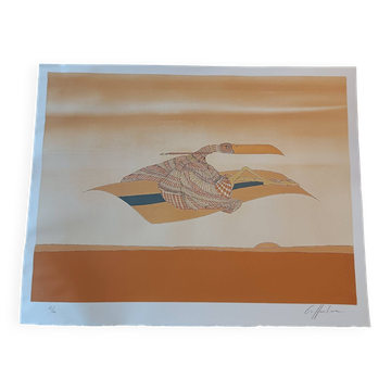 Lithographie Jean-Paul Griffouliere Né En 1946 " Oiseau Imaginaire"Sig
