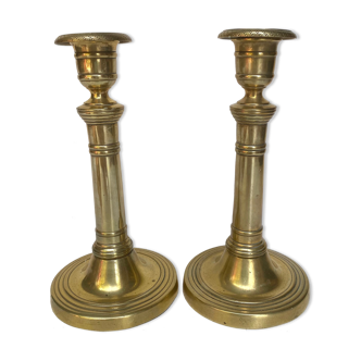 Pair of candle holders old gilded bronze XIX