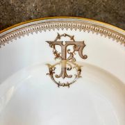 Gold monogrammed porcelain deep plate "F"