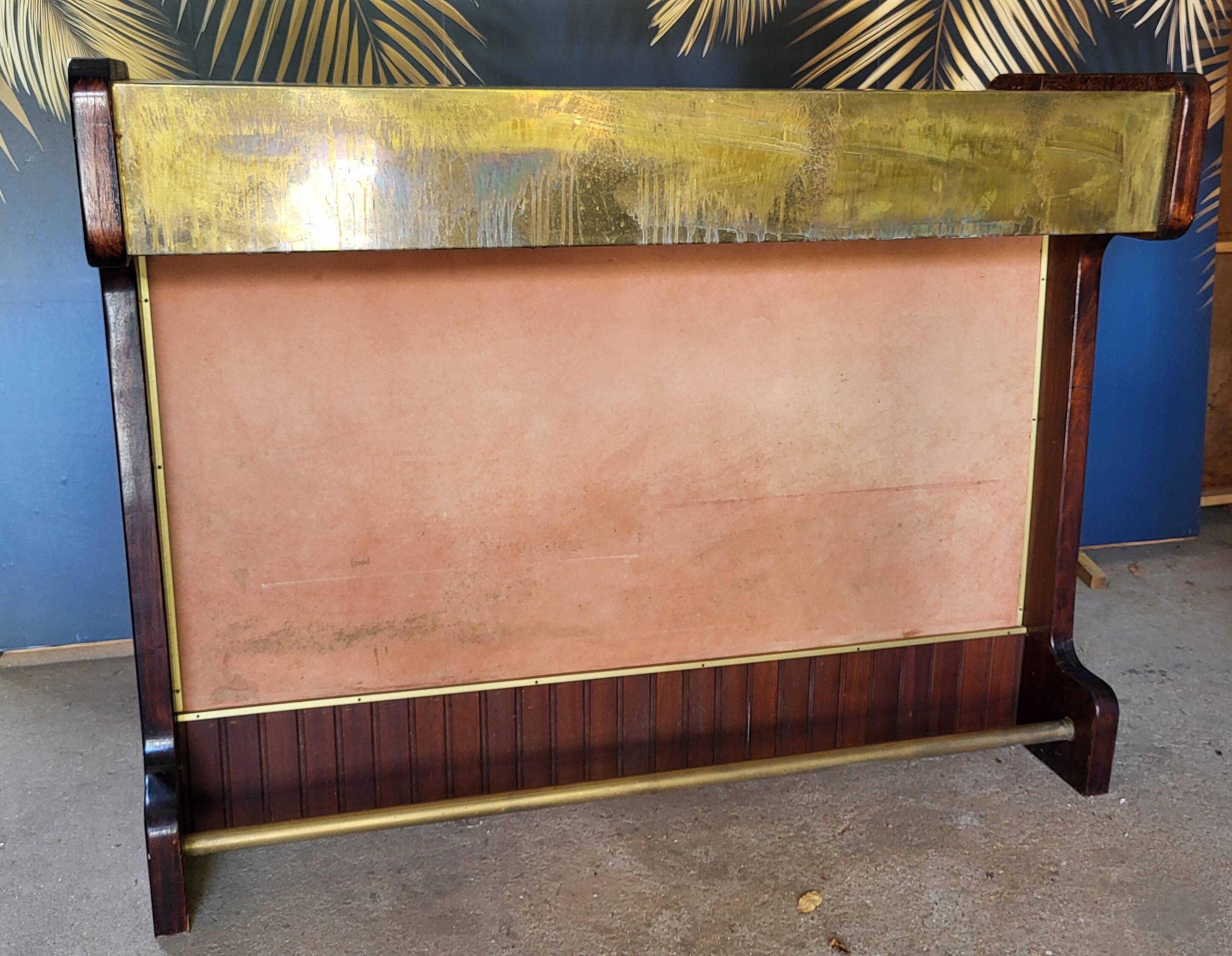Palissandre and vintage brass bar counter from the 1960s.