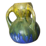 Antique blue and green ceramic vase