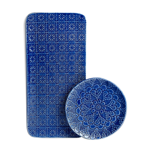 Set de 4 assiettes et 1 plat majorelle