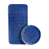 Set of 4 plates and 1 majorelle dish