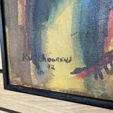 Jean-louis ruythoorens 'sun and calabashes' lubumbashi 1972, abstract painting, oil on canvas