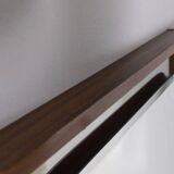 VINTAGE 1960S WALL MIRROR IN WOOD AND SMOKED GLASS, ITALIAN DESIGN