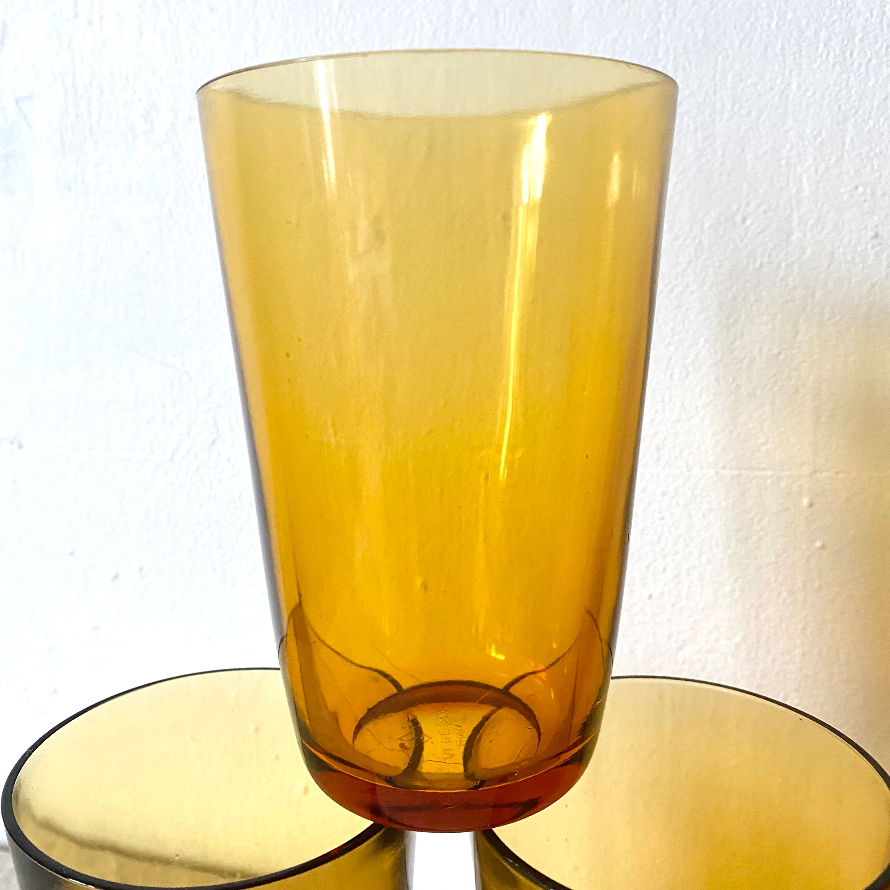Verres à eau vintage ambrés vereco