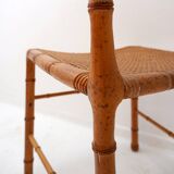 Vintage organic style chair in faux bamboo and caning - 1960s