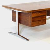 XL Mid century executive writing desk in rosewood & metal, 1960s
