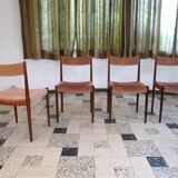 Set of 4 Velvet Dining Chairs in Walnut from Lübke, Germany 1960s