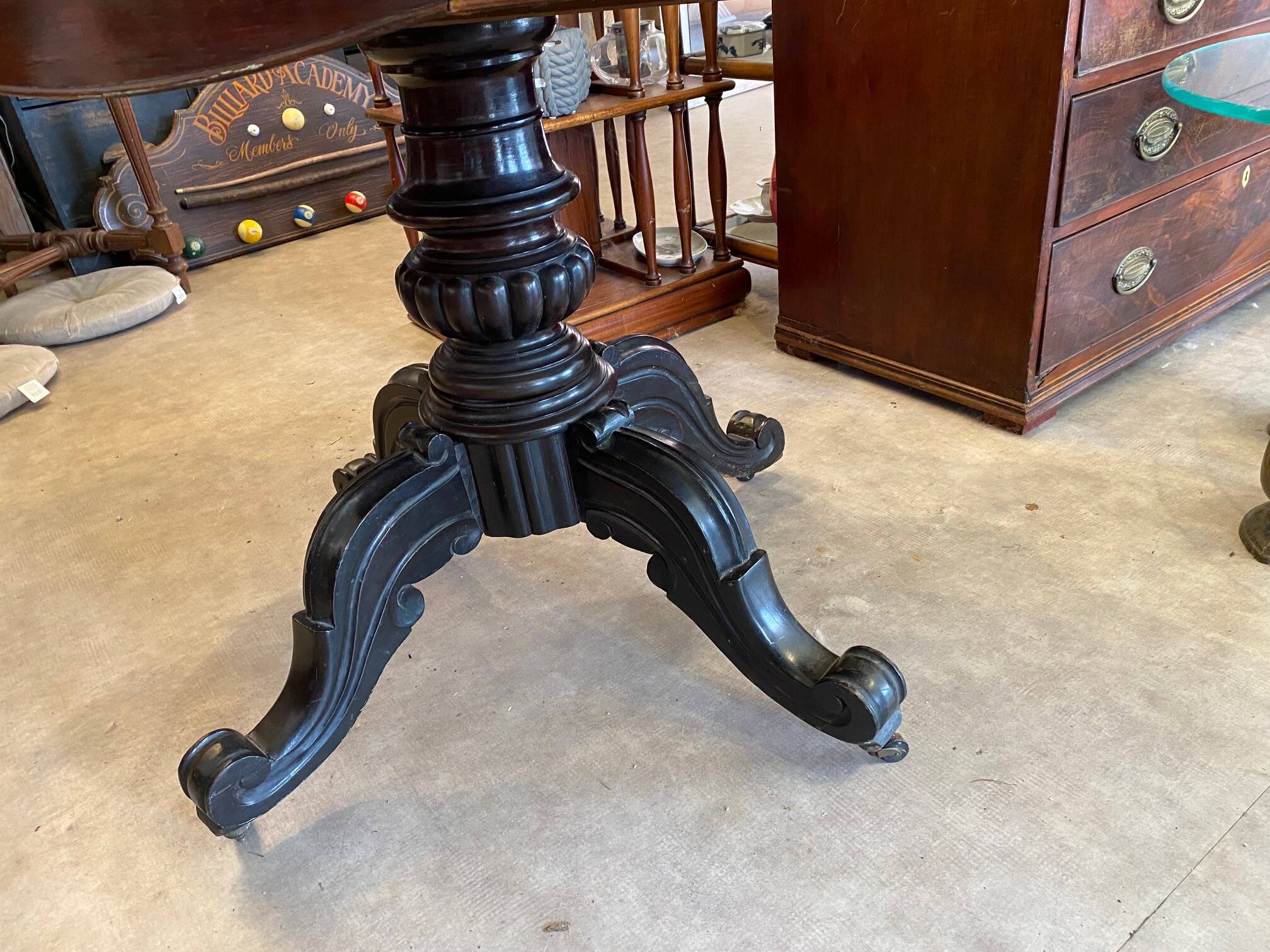 napoleon iii violin table mahogany top with drawers legs with castors