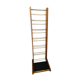 70's wooden and solid brass shelf