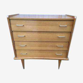 Commode Vintage asymétrique chêne blond 1960