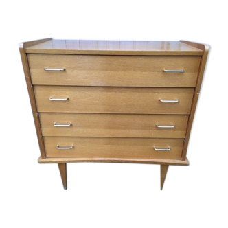 Commode Vintage asymétrique chêne blond 1960