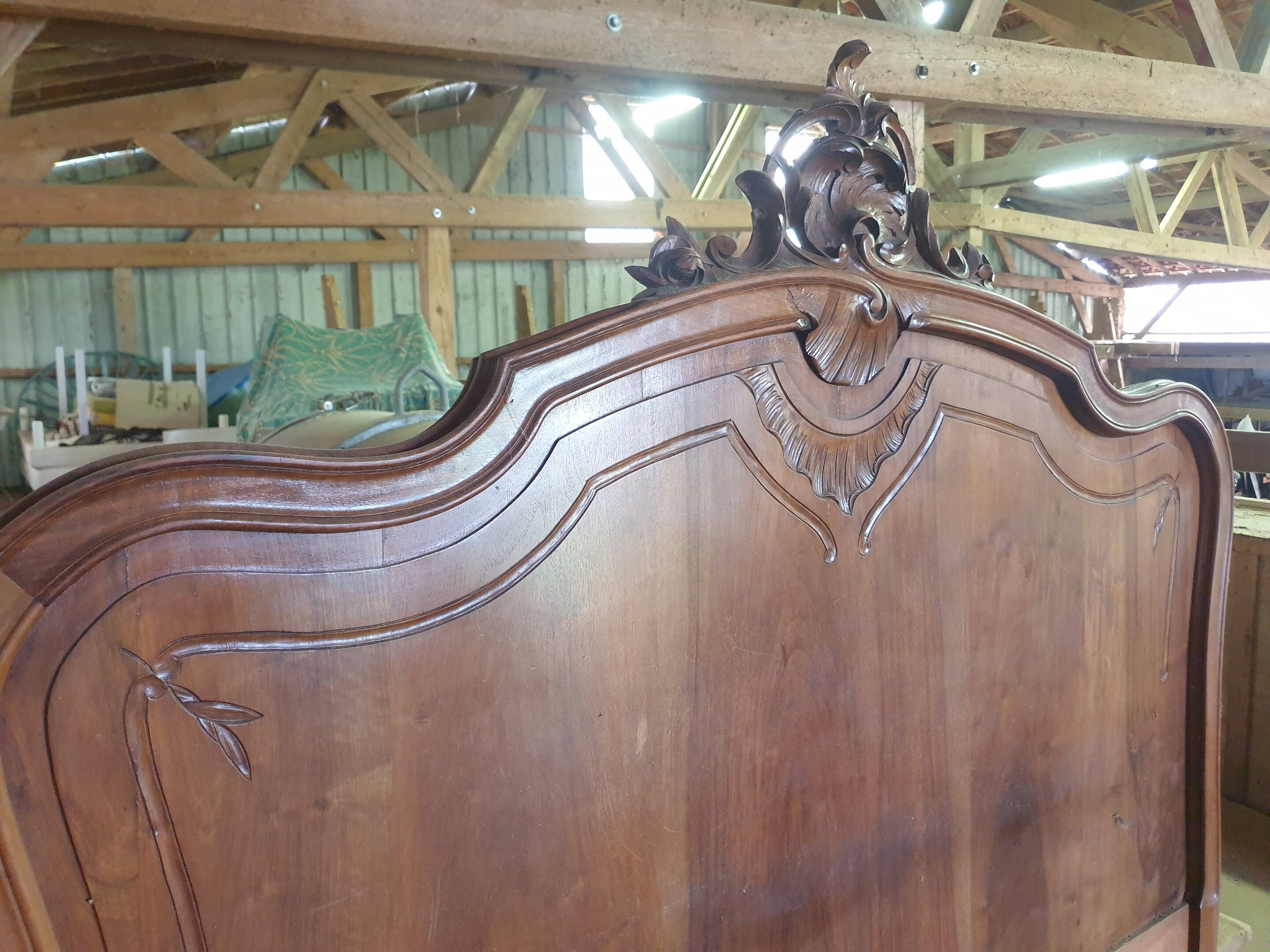 Walnut bed frame - Louis Philippe style