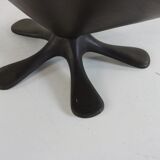 Seventies original leather cushion fiberglass lounge chair