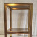 Side table in gilded metal and smoked glass - mid. 20th century