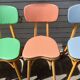 Suite 5 chaises bistrot chêne claire vernis (baumann) pied compas