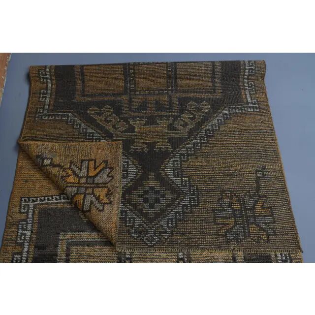 1970s vintage Turkish Oushak handmade wool runner 97x327