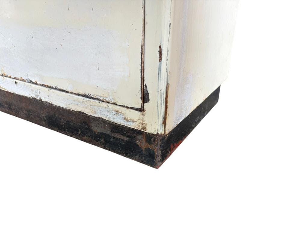 Vintage white industrial apothecary cabinet / display case