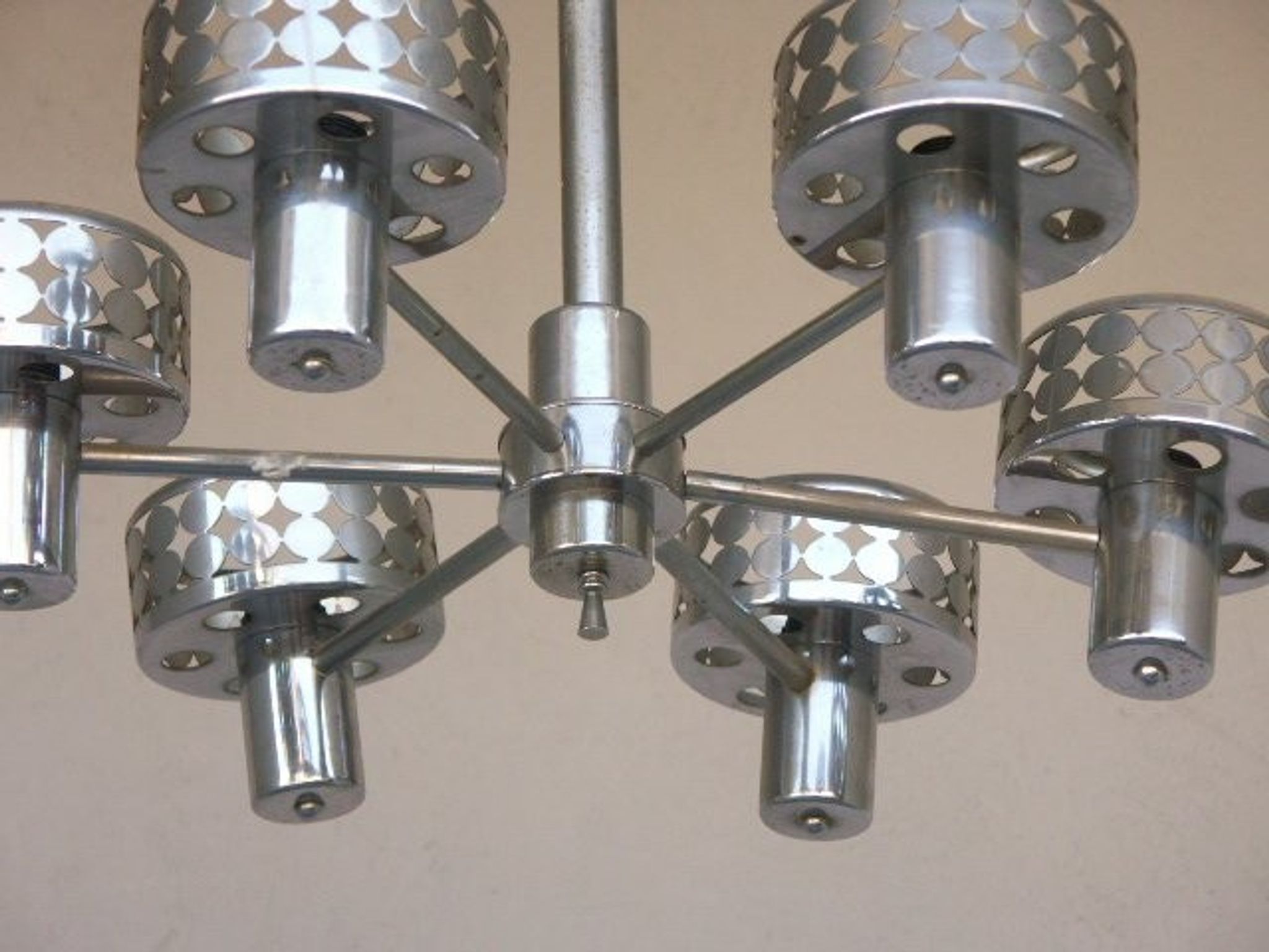 Chandelier 6 light 1970 chromed metal