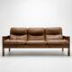Three-seater cognac leather sofa, 1960s-1970s.