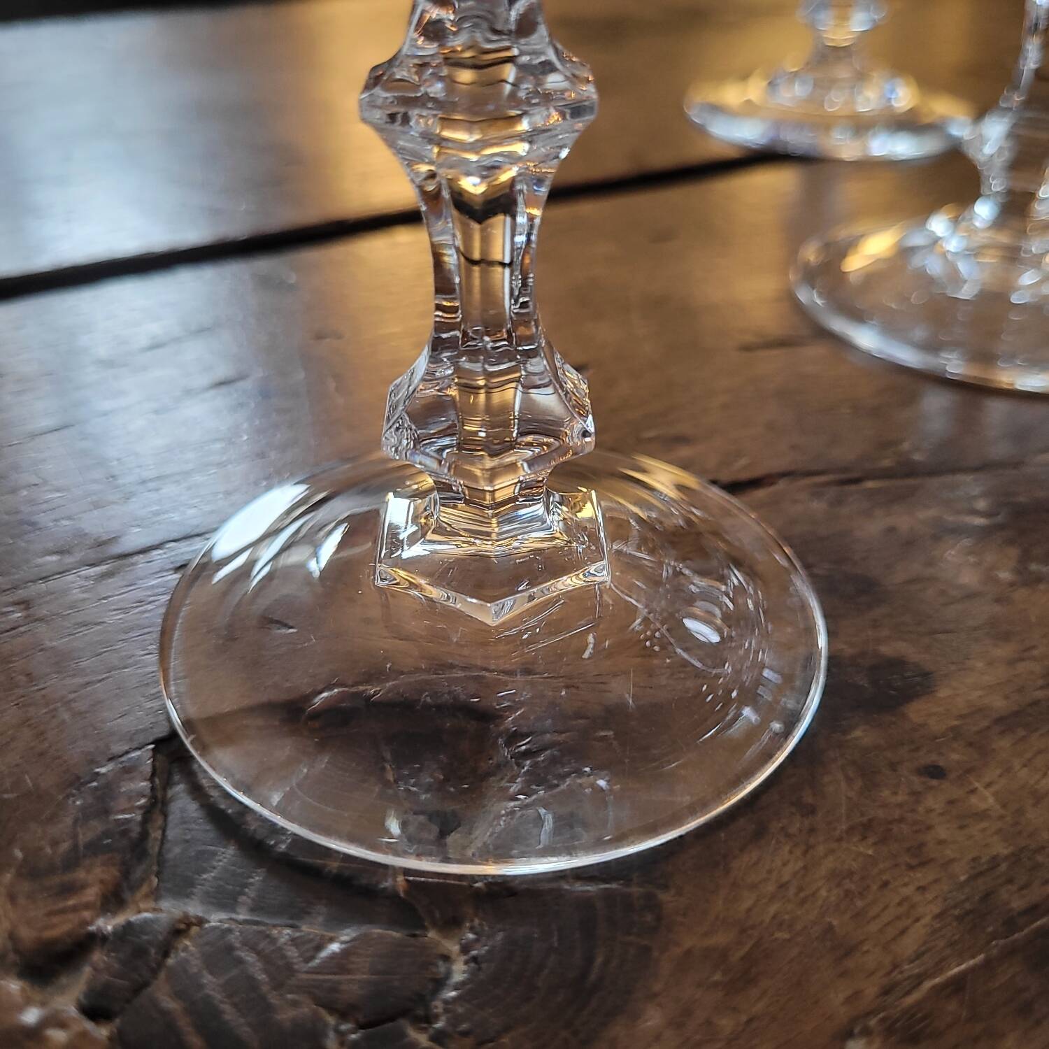 Set of 9 fine cut crystal stemmed glasses - France, circa 1950